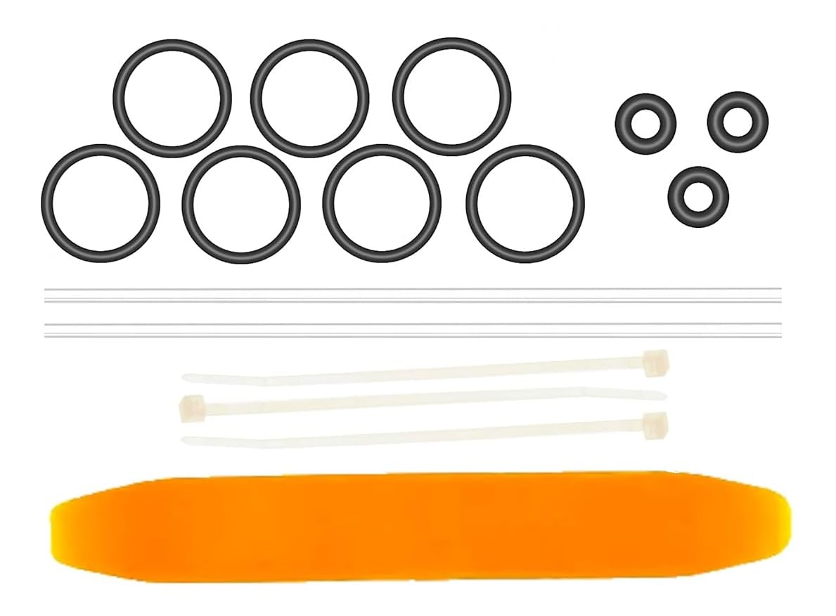 Basic SNOO O-ring kit with seven platform rings, three motor rings, zip ties, alignment rods, and pry tool