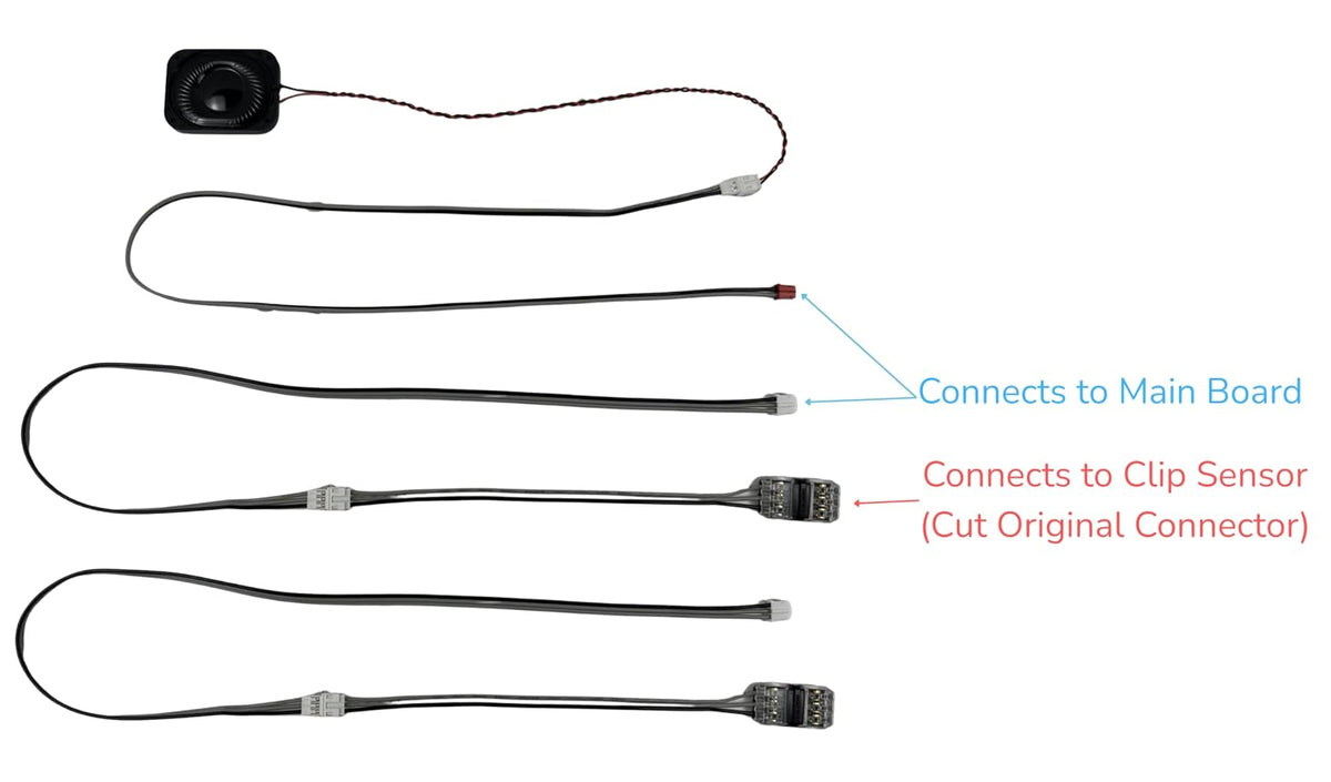 Connection diagram for SNOO main-board and safety clip-sensor replacement wires