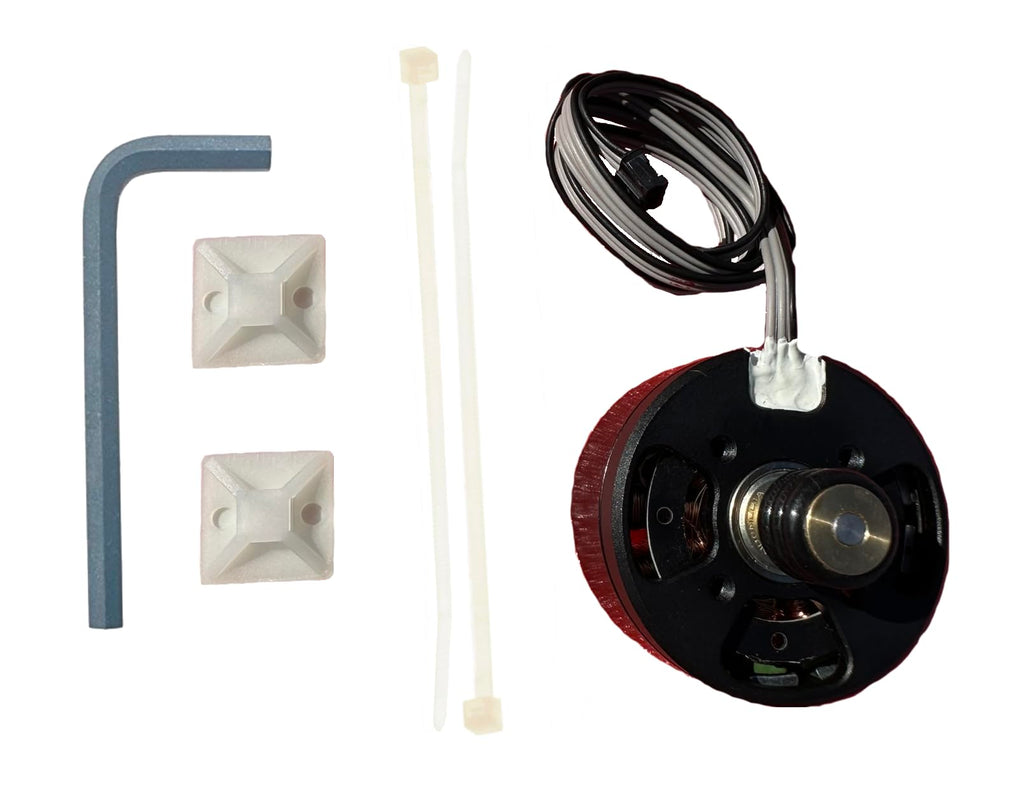SNOO replacement motor kit with motor, harness, Allen key, zip ties, and adhesive mounts